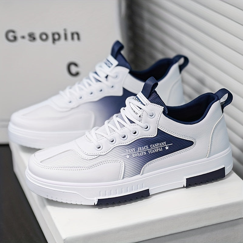 Men's Letters Print Mesh Sneakers Lace Up Casual Walking Shoes