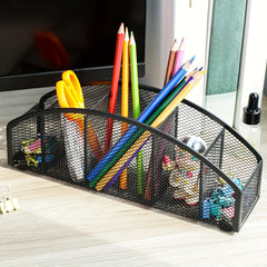 Metal Grid Pen Holder Desktop Stationery Storage - Student & Office Organizer