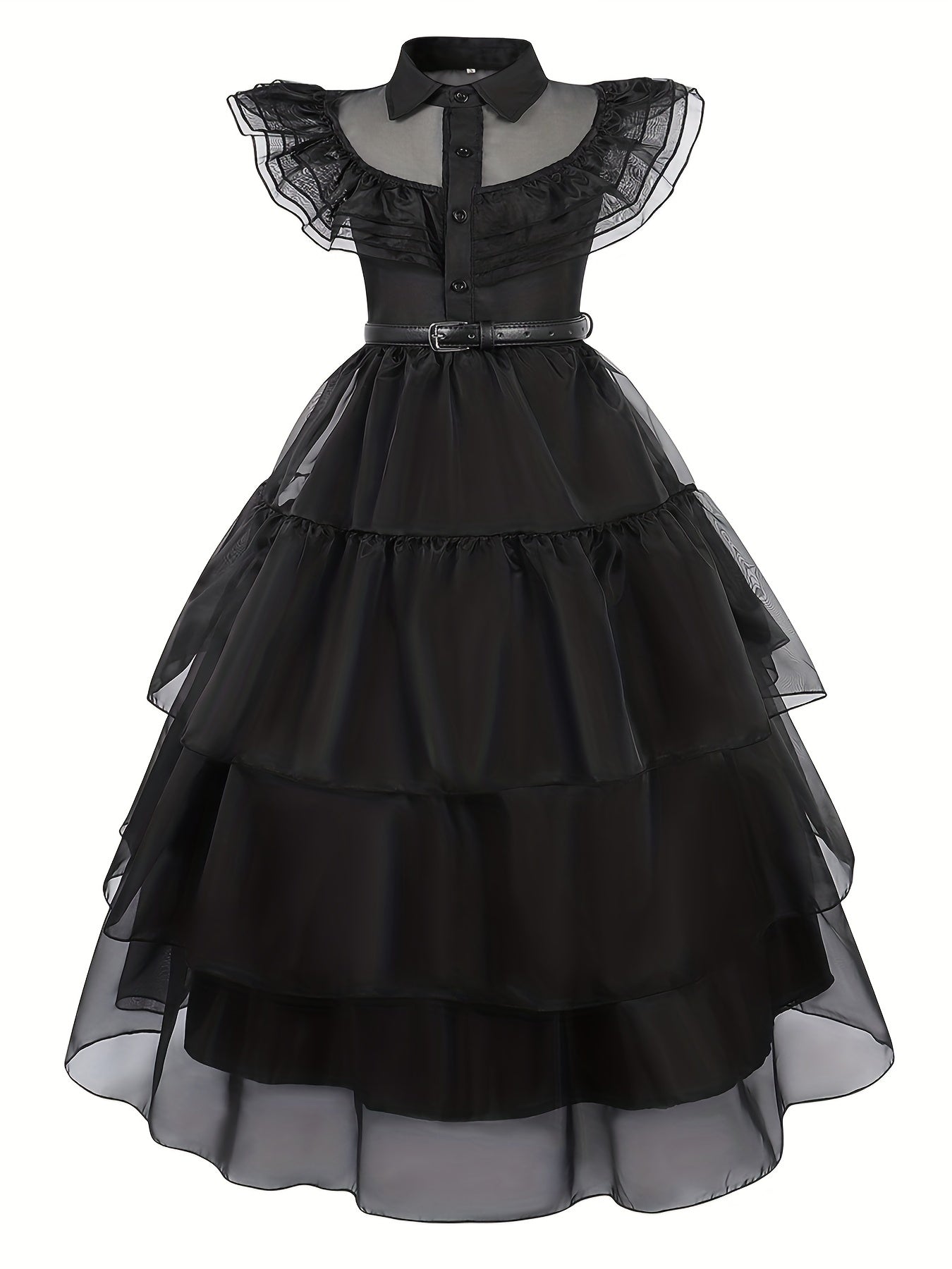 Girls Princess Dress Mesh Cosplay Party Dress With Belt And Socks Set