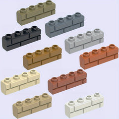 9pcs Building Blocks 1X4 Ten Colors Castle Wall Tiles Two Lattice Bricks