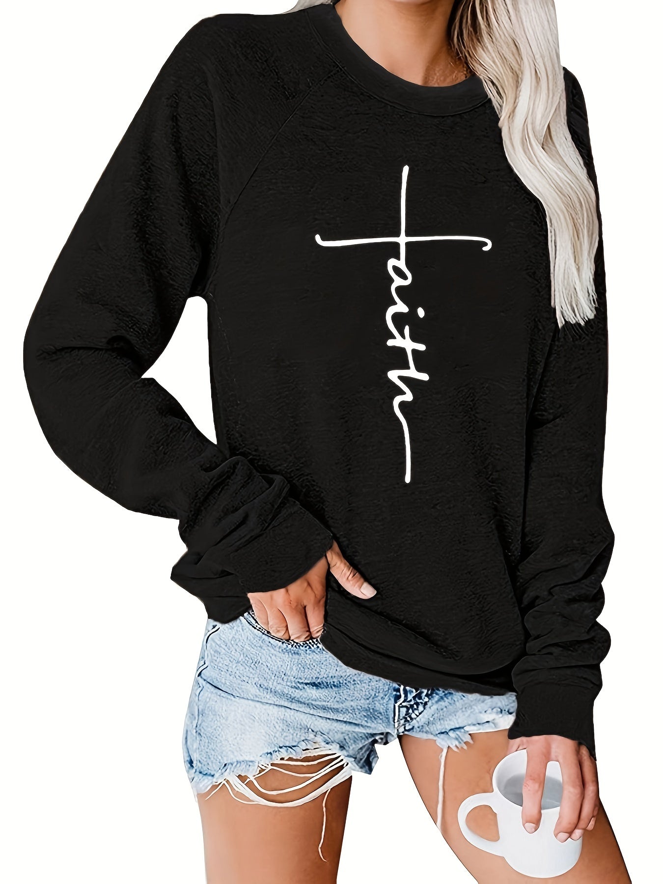 Casual Solid Sweatshirt Letter Print Pullover