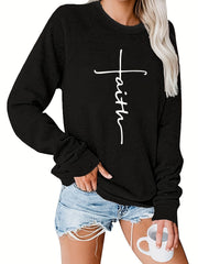 Casual Solid Sweatshirt Letter Print Pullover