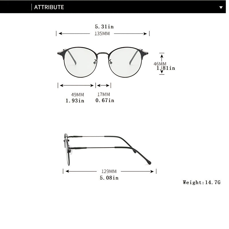 Men's Retro Metal Sunglasses Anti Changing Flat Lenses