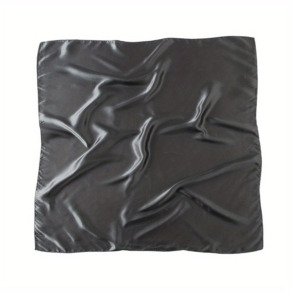 Gray Satin Square Scarf Classic Casual Shawl Women Head Wrap Bandana
