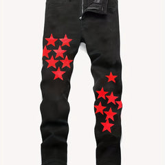 Regular Jeans Men's Casual Street Style Denim Pants With Pockets