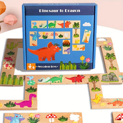 Colorful Wooden Dominoes Game Educational Puzzle Toy for Kids