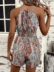 Boho Paisley Print Romper Jumpsuit Women's Clothing