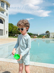 2 Pcs Star Pattern Swimsuit Boys Long Sleeve Top & Swim Trunks Set