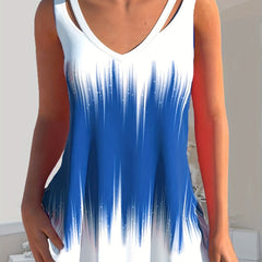 Tie Dye Cut Out Tank Top V Neck Summer Tank