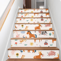 7pcs Cartoon Animal Pattern Zoo Stair Stickers Dinosaur Drawer Stickers