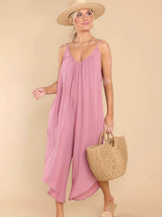 Ruched Jumpsuit Spaghetti Strap Wide Leg Jumpsuit