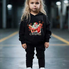 Girls 2pc Santa Claus Hooded Sweatshirt & Sweatpants Set