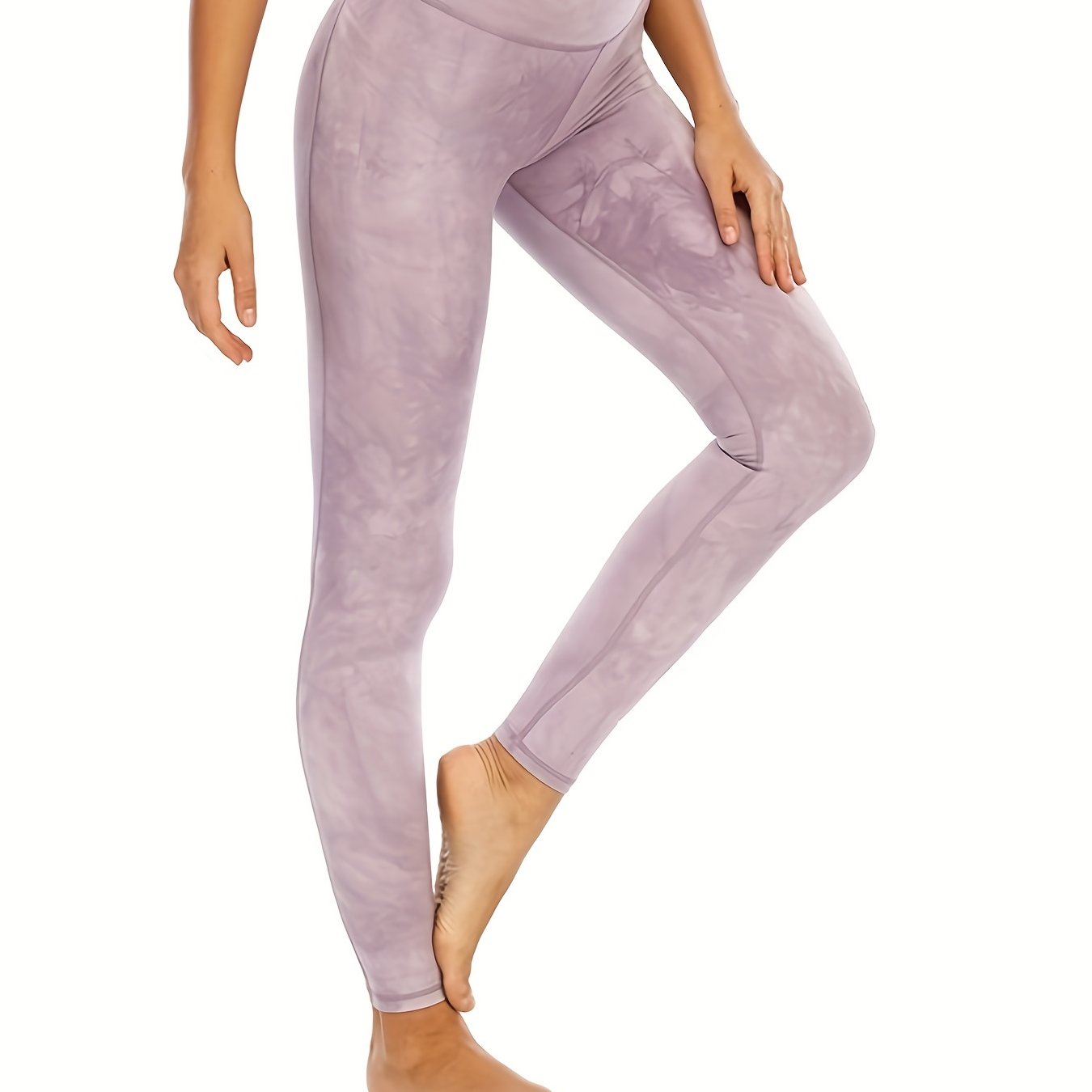 Light Purple Marble Print Yoga Leggings Tummy Control