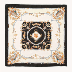Classic Chain Print Bandana Boho Square Scarf Satin Neckerchief Women Head Wrap