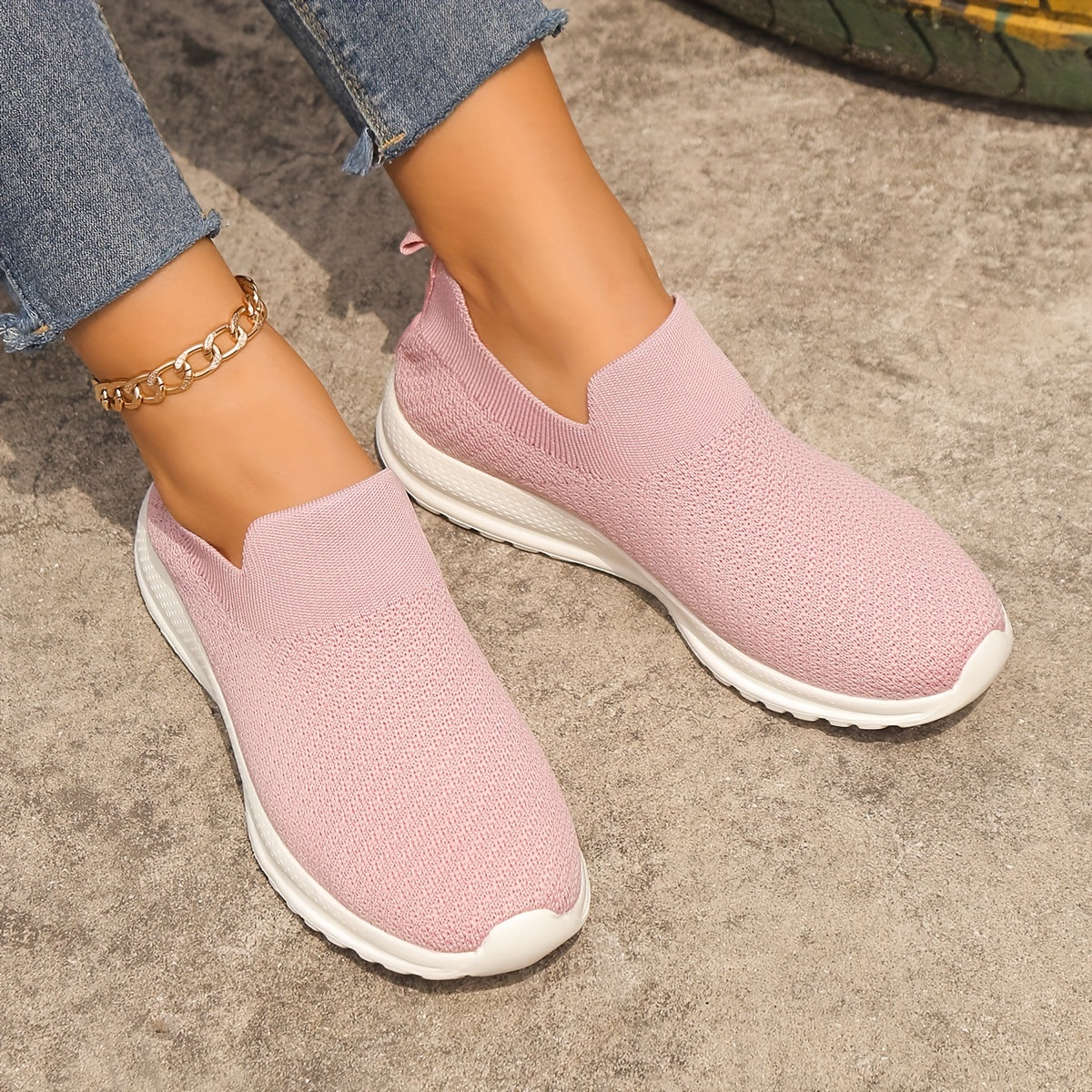 Women's Breathable Knit Sneakers Lightweight Slip On Shoes