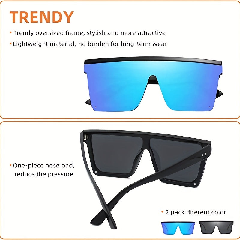 2Pairs Men's Rimless Sunglasses Bundle with Pocket Glasses & Cloth