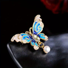Turquoise Butterfly Brooch with Freshwater Pearls for Girls