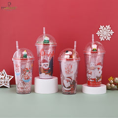 Christmas Series Plastic Cup Large Capacity Hand held Christmas Cup