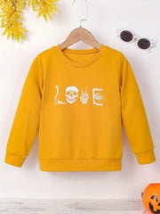 Girls Halloween Skulls Graphic Sweatshirt Long Sleeve Top Pullover