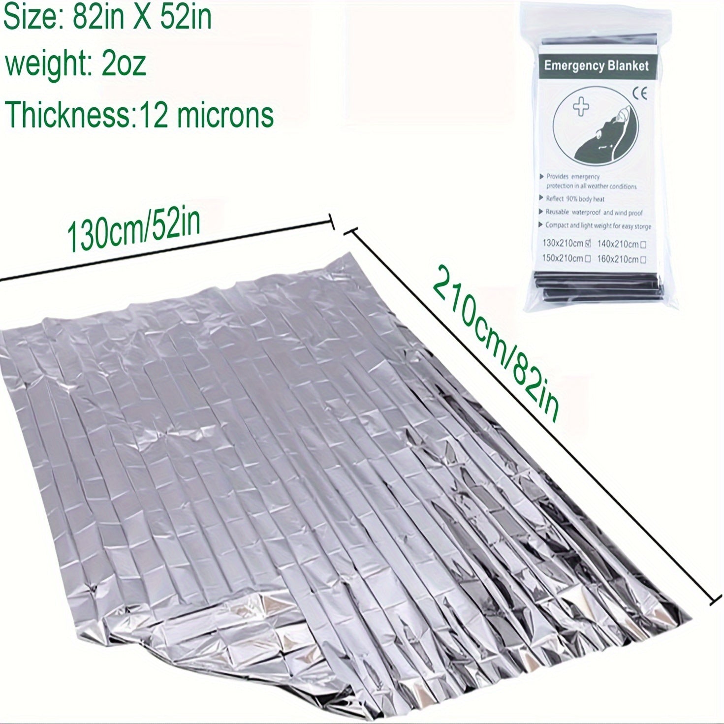 10pcs Emergency Thermal Blankets 132x208 Outdoor Survival Equipment