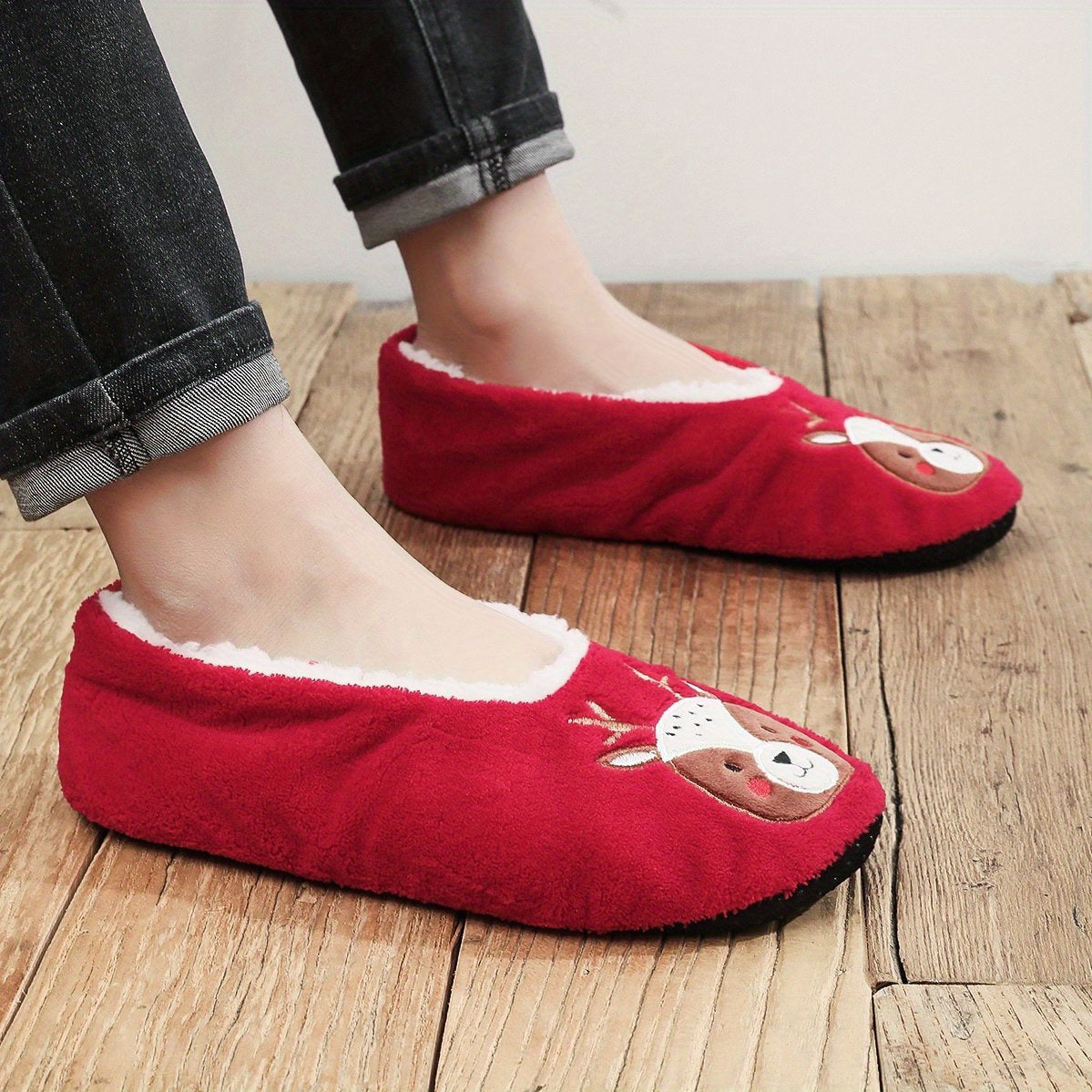 Deer Cozy House Slippers Anti skid Indoor Men Winter Shoes