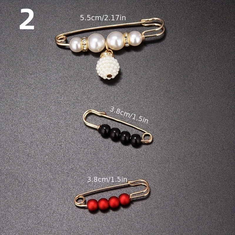 Faux Pearl Brooch Pins Set for Clothing Decoration