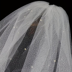 Short Veil With Comb Silver Pearl Bridal Wedding Accessories