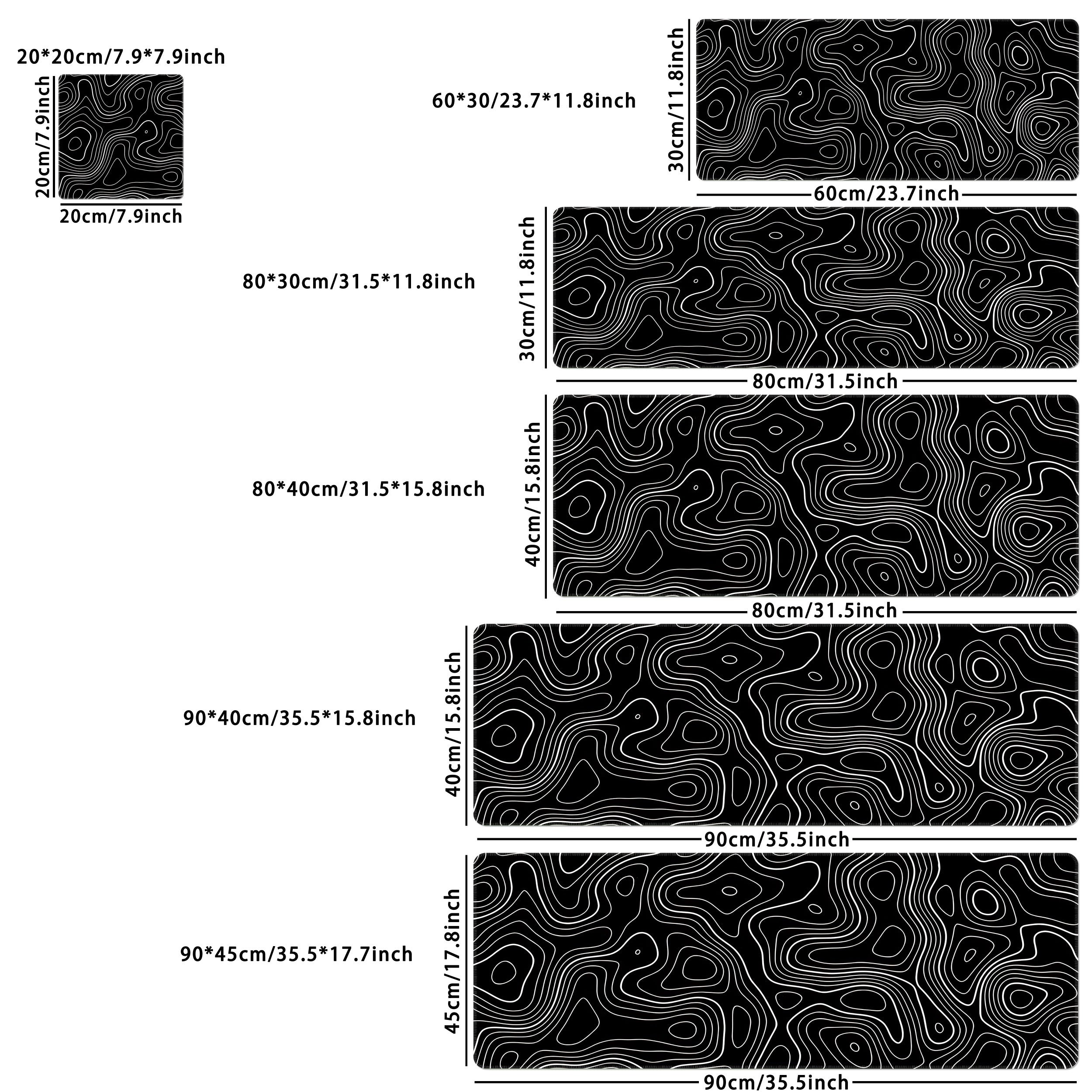 Abstract Terrain Line Outline Non Slip Mouse Pad - Washable Desk Mat