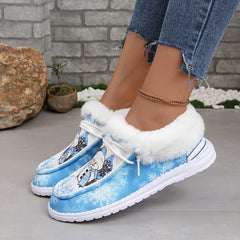 Women's Christmas Snowman & Snowflake Pattern Skateboard Shoes Low Top Sneakers