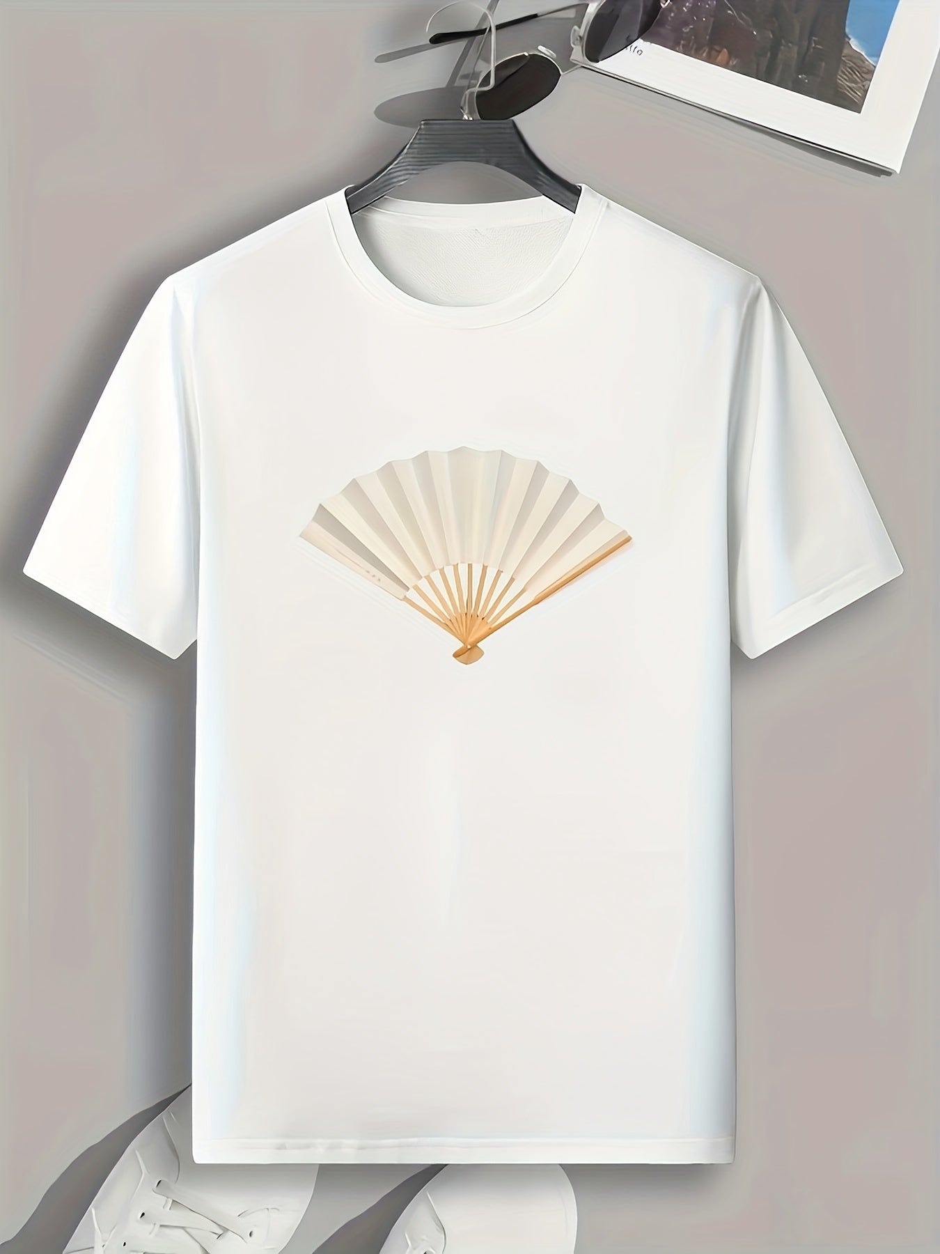 Fan Pattern Print Men's Sports T-shirt Graphic Tee for Fitness Activities