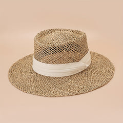 Classic Hollow Out Jazz Sun Hat Crochet Flat Top Fedora Cap