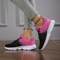 Women's Breathable Knit Sneakers Casual Lace Up Outdoor Shoes