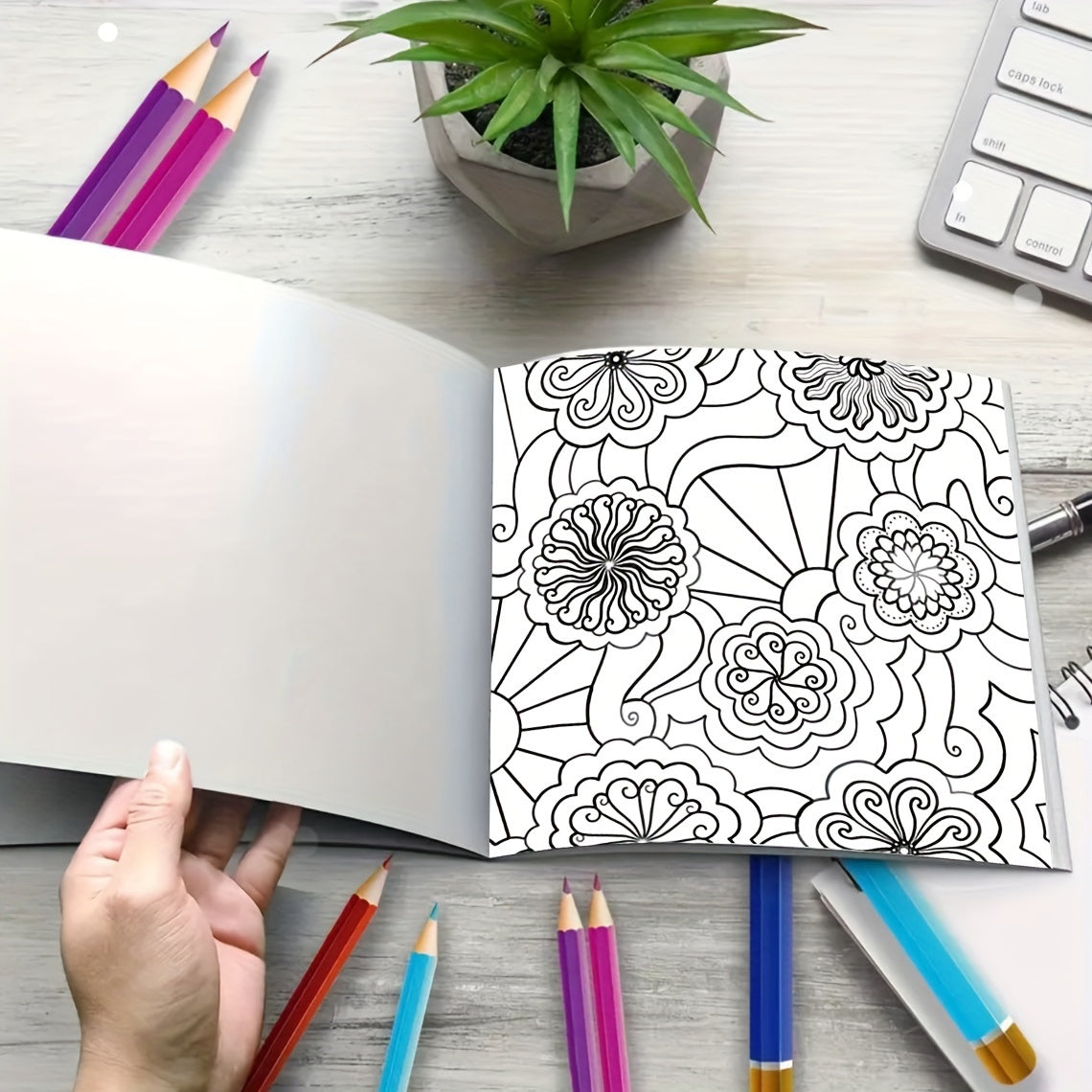 Floral Power Adult Coloring Book - 20 Pages Thick Watercolor Paper