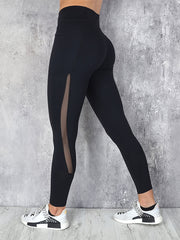 Women's High Rise Yoga Leggings with Mesh Contrast Pipping