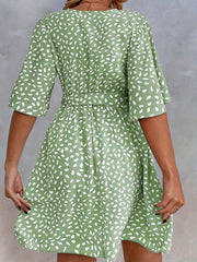Boho Dress Women's Plus Allover Print Flare Sleeve Mini Dress