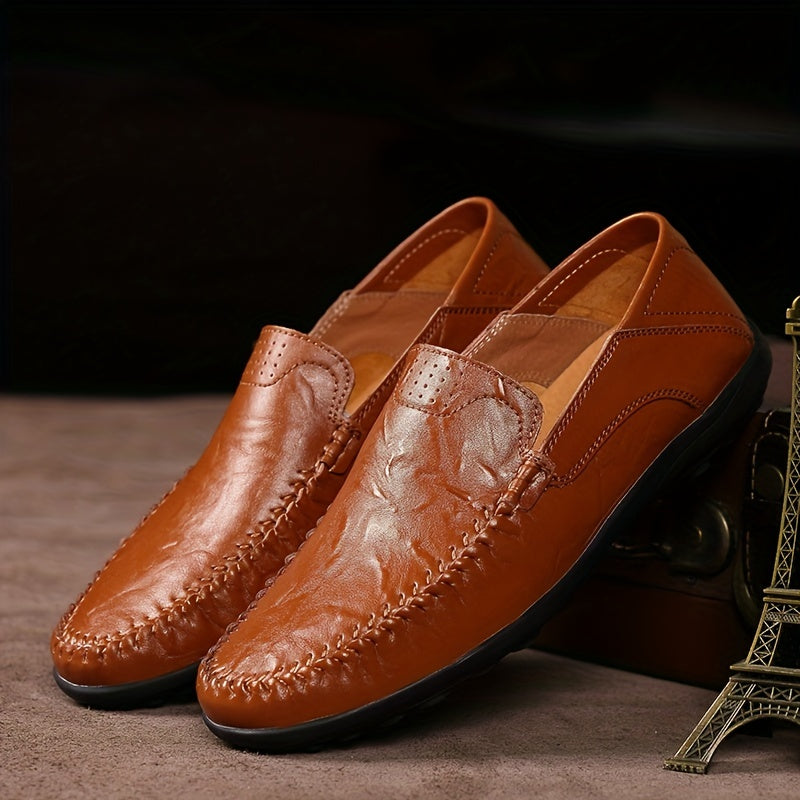 Men's No Tie Slip On Loafers, Lace Stitched, Assorted Colors