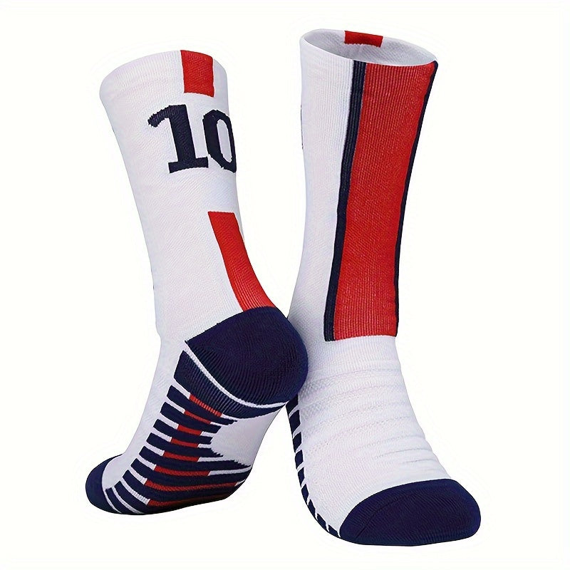 Men's Non-Slip Football Socks Thick Sweat-Absorbing Mid Calf Sports Socks