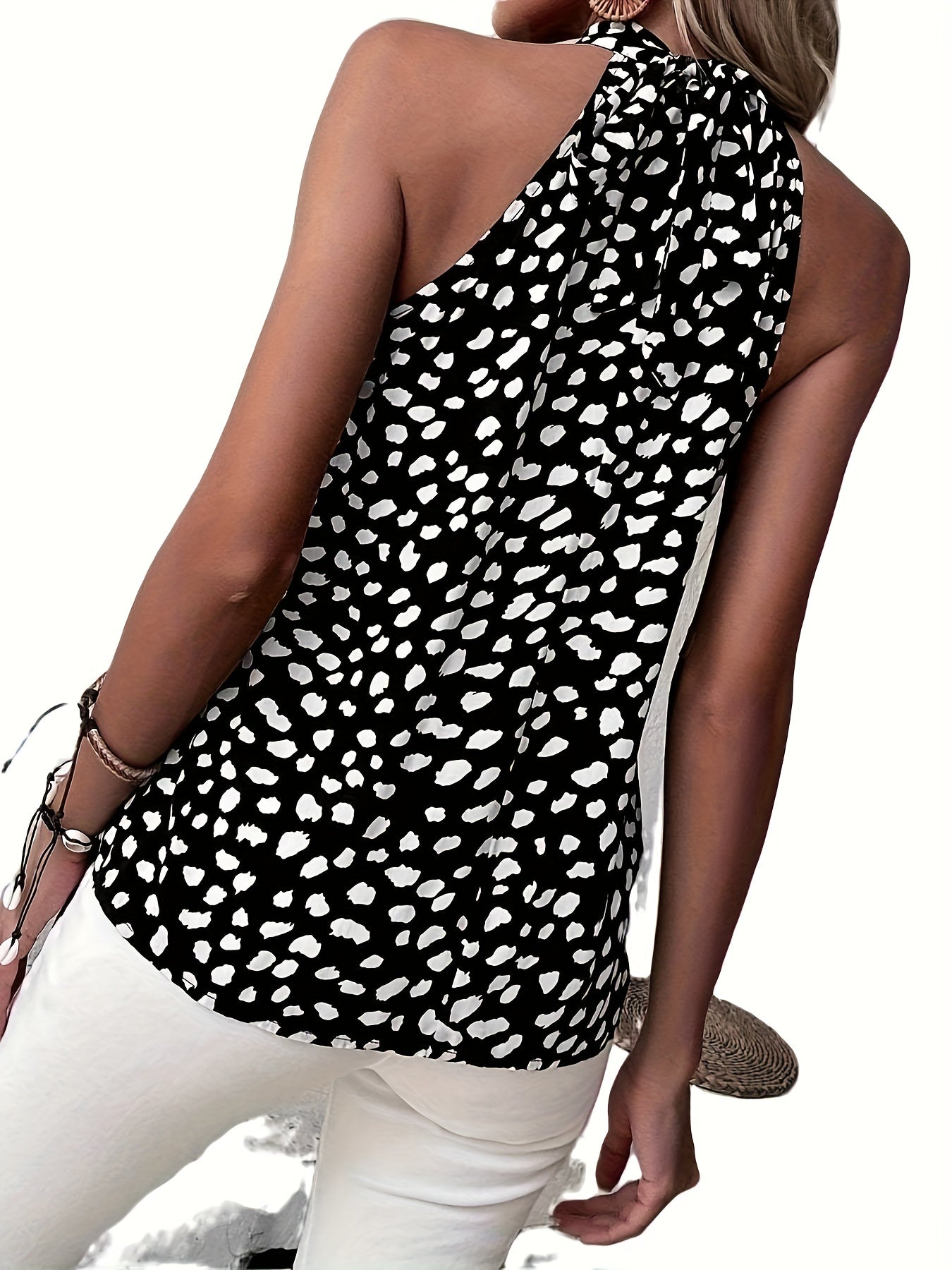 Polka Dots Halter Neck Tank Top for Summer