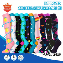6 Pairs Copper Compression Socks Circulation 10-20 mmHg Knee High Socks