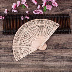 32 cm Sandalwood Fan Sunflower Hollow Pattern Folding Fan Wedding Gift