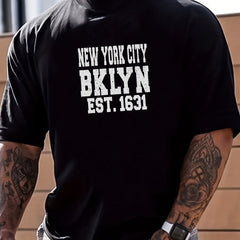 YORK LONDON Men's Graphic Crew Neck Loose T shirt