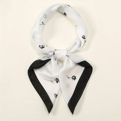 Floral Print Satin Square Scarf Bandana Neckerchief Head Wrap