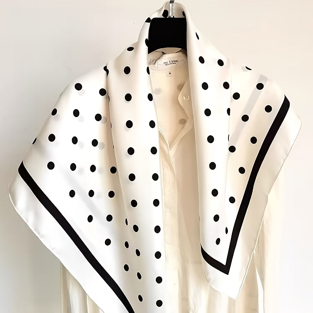 Polka Dot Print Square Scarf Bandana Satin Neckerchief Casual Head Wrap
