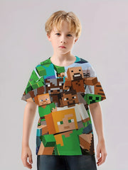 Pixel Style Print Kid's T shirt Unisex Tee For Summer
