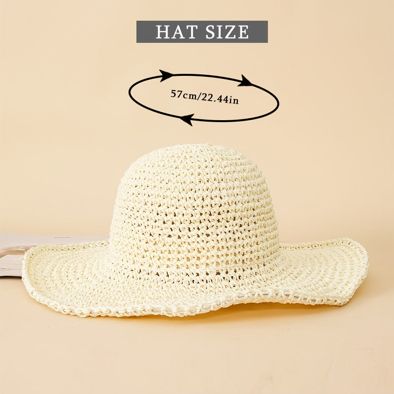 Women's Crochet Big Brim Straw Hat Beach Sun Hat