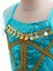 Jasmine Dress Kid Girls Princess Costume Fun Halloween Party Fancy Flower Fairy