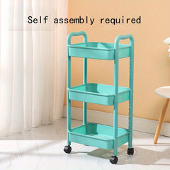3-Layer Small Pushcart Storage Rack with Swivel Wheels