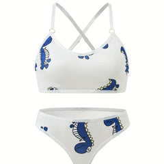 Dinosaur Print Sexy Lingerie Set Women's Plus Medium Stretch