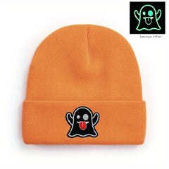 Halloween Ghost Bunny Hat Knitted Skulls Beanie for Parties