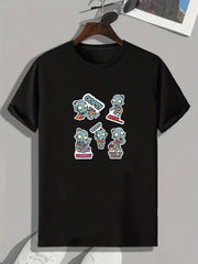 Men's Cartoon Zombie Print T-shirt for Halloween